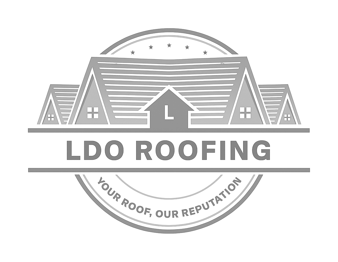 l.d.o building and roofing logo upscaled transparent light greyscale